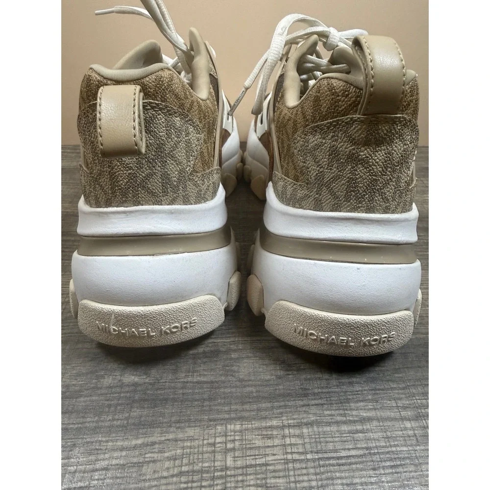 Michael Kors Miles Mens Brown Monogram Logo Chunky Trainer Sneakers